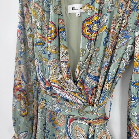 ELLIATT Adria Dress Wrap Asymmetrical Paisley Print Size Medium MSRP $319 - Picture 6 of 15